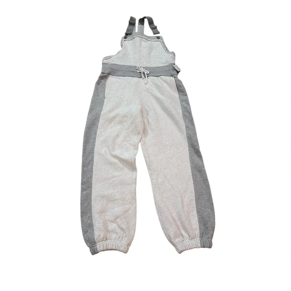 FP Movement by Free People Making It Sweatpants Bib Overalls Grey Combo Size XS - Picture 2 of 8